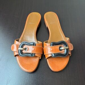 Fendi B Saddle Big Buckle Slide Sandals